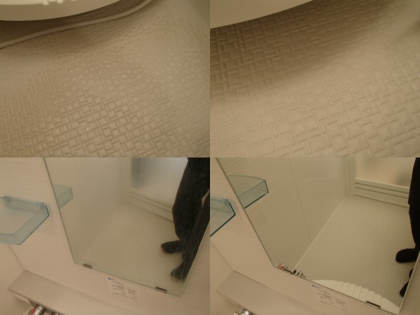 浴室床と鏡のクリーニング