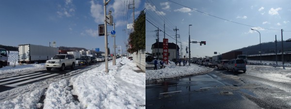 国道18号は長野方面，高崎方面とも渋滞