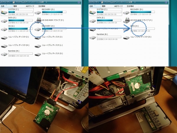 ノートパソコンのHDDをデスクトップの増設HDDに使う